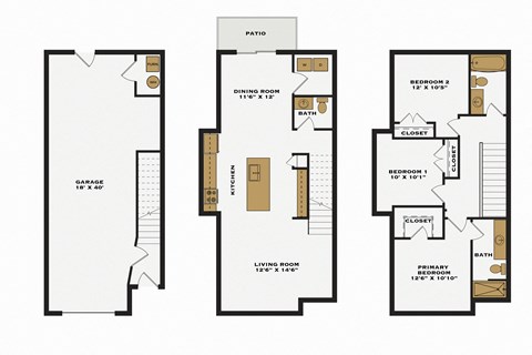 Riverwalk Townhomes 3 Bedroom End 2D Floor Plan